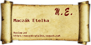 Maczák Etelka névjegykártya
